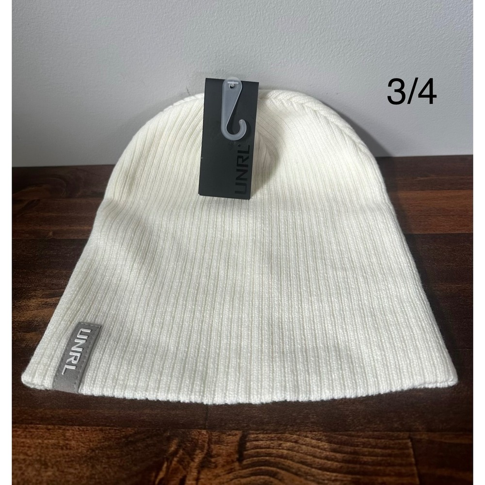 UNRL Slouch Beanie Ivory White Ribbed Knit Winter Hat SLC-KNT-IVRY NWT